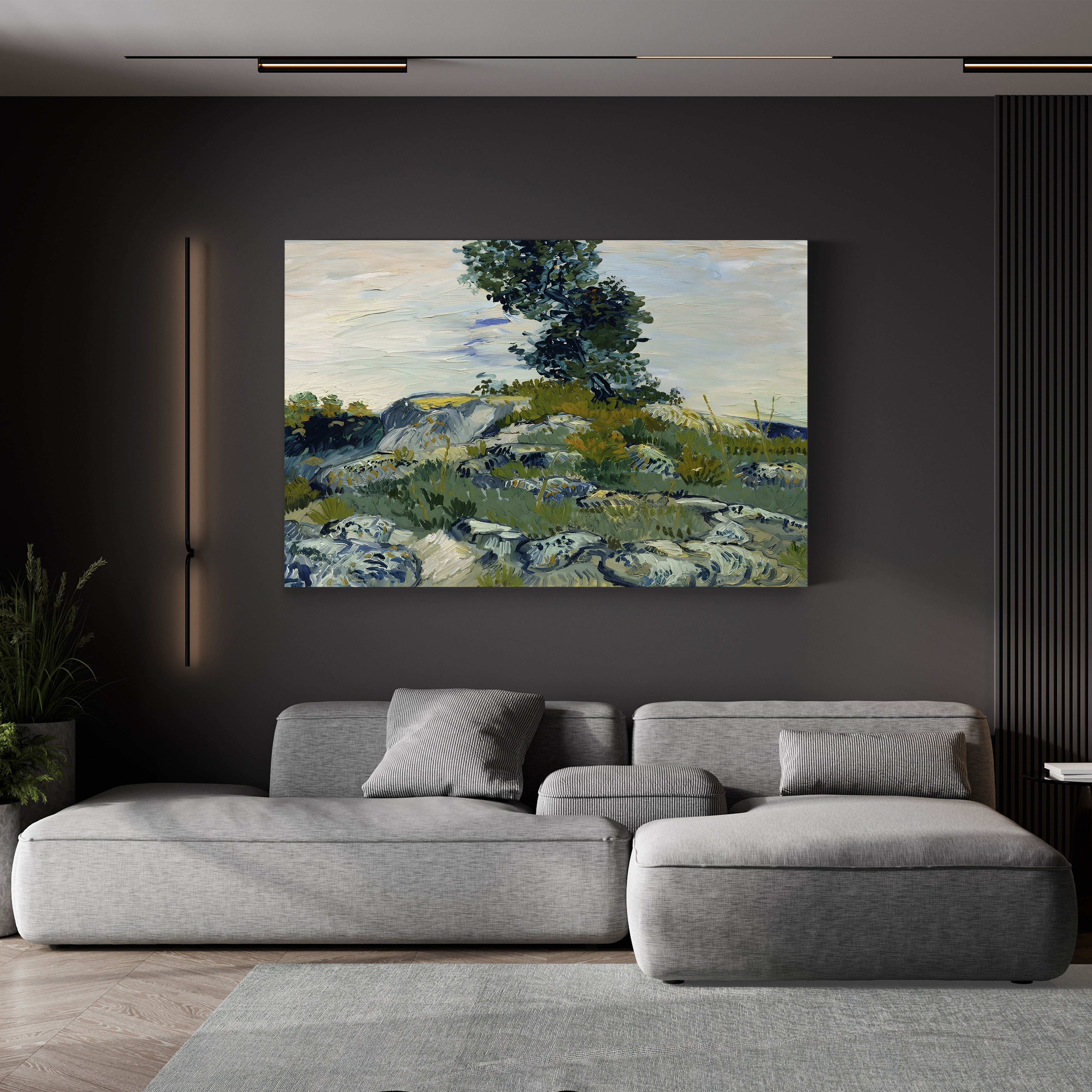 The Rocks, 1888 – Vincent van Gogh Wall Art | Post-Impressionist Arles Landscape Canvas Print