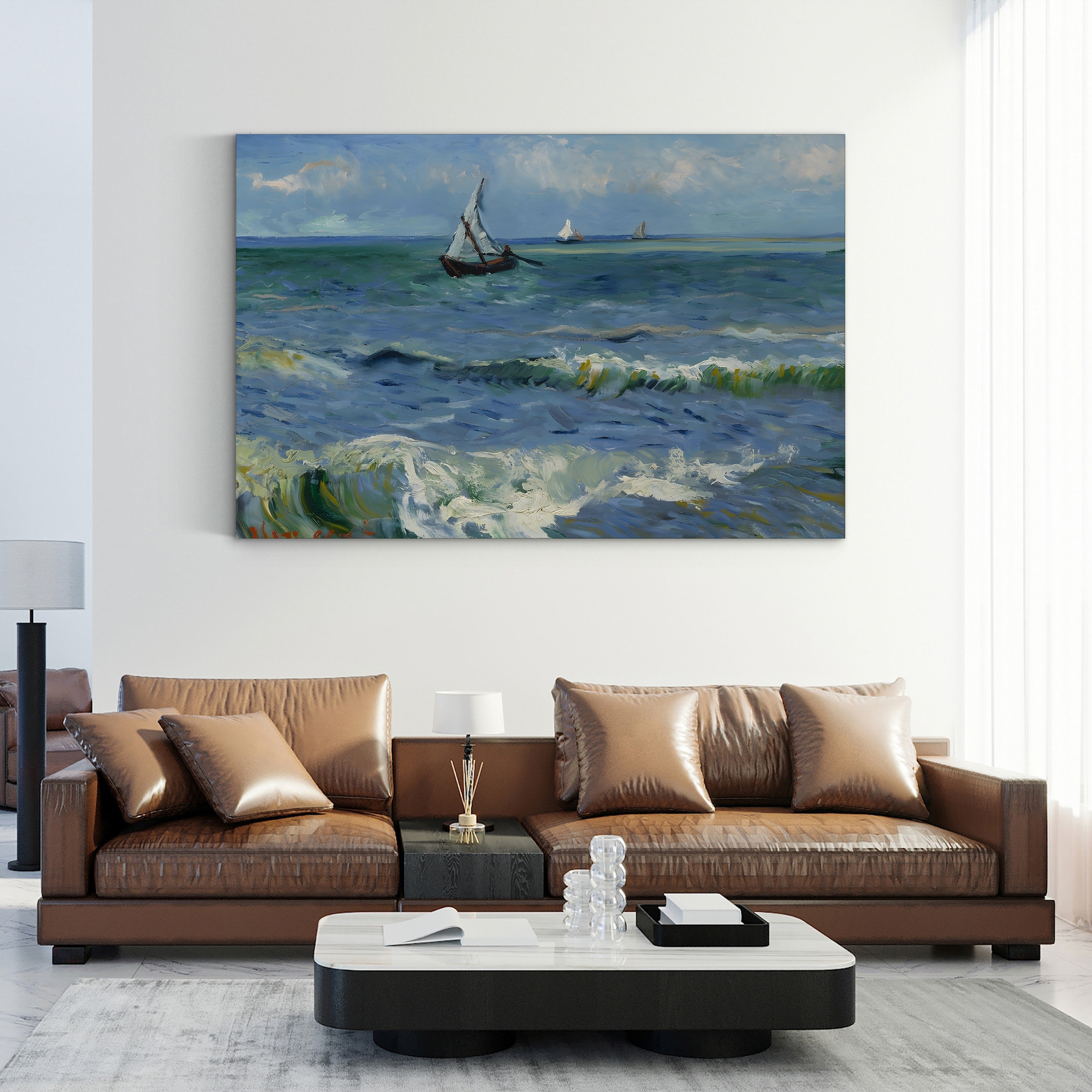 The Sea near Saintes-Maries-de-la-Mer, 1888 – Vincent van Gogh Wall Art | Post-Impressionist Seascape Canvas Print